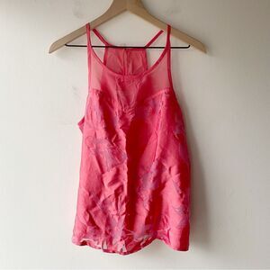 american eagle pink racerback floral satin tank top size m medium